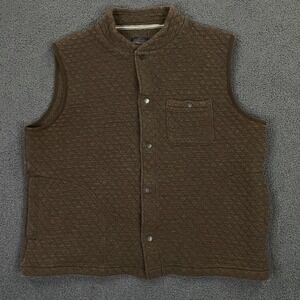 Pendleton Quitled Vest Mens XL Brown Cotton Snap Button Diamond Gilet
